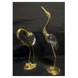 Vintage 2 Hollywood Regency Brass & Glass Crane