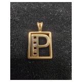 Fine 14K Gold & Diamond Letter "P" Pendant