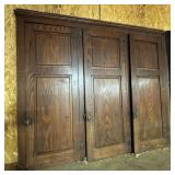 Antique Oak 3-Door Cabinet Doors & Frame