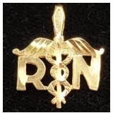 Vintage Bright-Cut 14K Gold Nurse