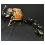 Vintage 4 Hand-Carved Wooden Elephant