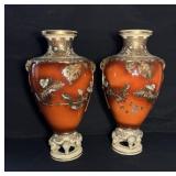 Pair of Antique Ogawa Kutani Satsuma Vases - 22"