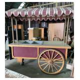 Vintage Style Wooden Vendor Cart W/ Awning &