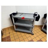 Grey plastic rolling cart 3 tiers