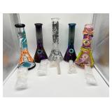 (5) assorted style bongs thick glass
