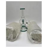 (3) clear and green glass dab rig