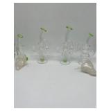 (4) clear glass and green accent dab rig new
