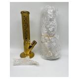 (2) Gold diamond straight pipe bong thick glass