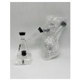 (2) glass bong clear and black Phoenix star