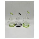 (3) glass dab rigs including green and black