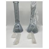 (2) etched glass bong thick glass