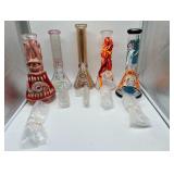 (5) assorted style bongs thick glass