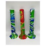 (3) silicone bongs tie-dye color
