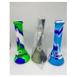 (3) silicone bongs tie-dye color