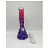 (8) blue/purple bubble bong thick glass