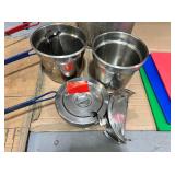 Lot of 2 round holding bins with lids