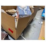 Box of assorted return goods including Moen