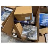 Box of assorted return goods including Moen