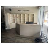 Front desk, including back wall and chair