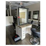 Granite top salon workstation includes both