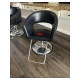 Salon chair, black metal base rounded back