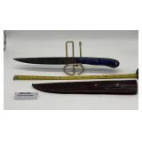 MHS Cutlery Damascus Knife with Leather Sheath