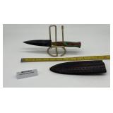 MHS Cutlery Fixed Blade Knife w/ Leather Sheath