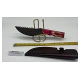 MHS Cutlery Damascus Knife w/ Leather Sheath