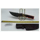 MHS Cutlery Damascus Knife w/ Leather Sheath