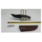 MHS Cutlery Fixed Blade Knife w/ Leather Sheath