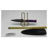 MHS Cutlery Damascus Knife with Leather Sheath