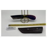 MHS Cutlery Fixed Blade Knife w/ Leather Sheath