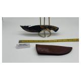 MHS Cutlery Fixed Blade Knife w/ Leather Sheath