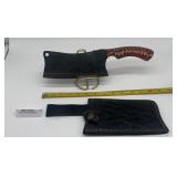 MHS Cutlery Cleaver Knife with Leather Sheath