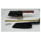 MHS Cutlery Cleaver Knife with Leather Sheath