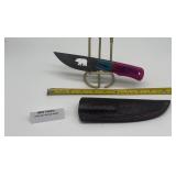 MHS Cutlery Damascus Bear Knife w/ Leather Sheath