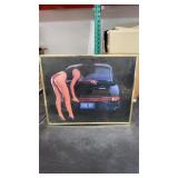 Framed Porsche artwork approximately 20x16 inches