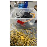 Bin of chargers and cables see photos for