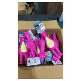 (24) Duke's Squeak Dog Toy Pink Latex Dinosaur