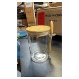(12) Glass Storage Jars with Bamboo Lids and