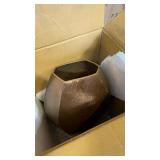 Angular Geometric Brass Vase, 16.5x13x10,