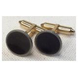 VTG Krementz Goldtone and Black Onyx Cuff Links