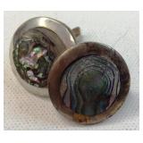 VTG Round Mexican Albalone Cuff Links
