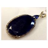 Sapphire and Diamonds  Pendant Set in 14k Gold
