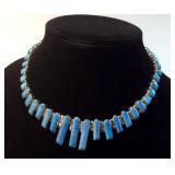 Spider Turquoise and 950 Silver Necklace 17 ' long