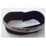 Silvertone Bangle Bracelet w Embossed Floral
