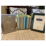 Striped cube storage box & 2 - 5X7 picture frames