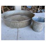 Galvanized shop pan & small container