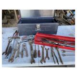 Homak dark grey tool box w/ red tray w/ misc tools Homak dark grey tool box w/ red tray w/ misc tools