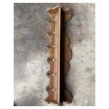 Wooden Shelf with 6 hooks - 53.75' X 16' Wooden Shelf with 6 hooks - 53.75' X 16'